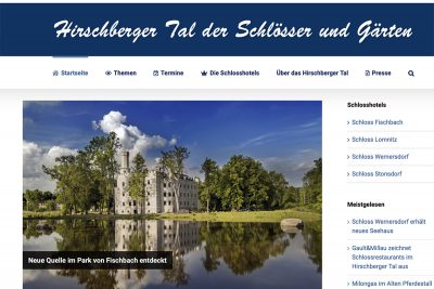 Screenshot Neue Homepage Tal der Schlösser